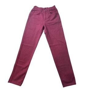 Vintage Lee Jeans Womens 9 Med Burgundy High Waisted Tapered Leg Denim USA Made